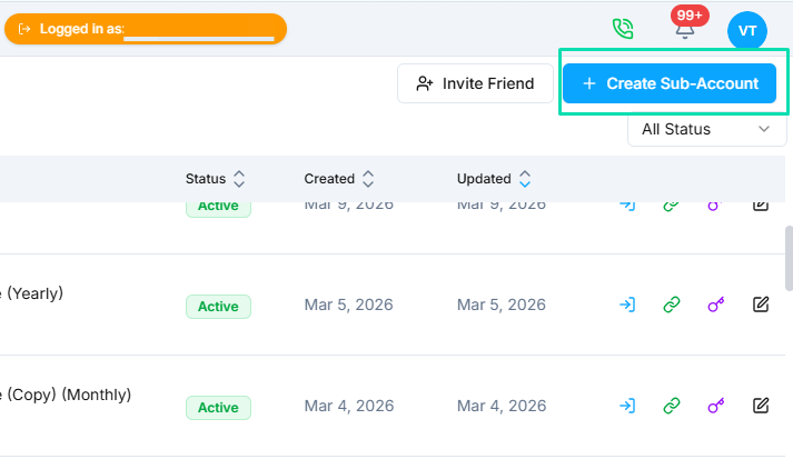 Creating Sub-Accounts